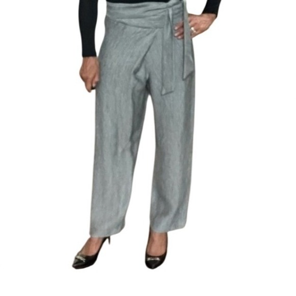 Zara Pants - ZARA Gray Wrap Linen Blend Palazzo Pants‎ Size S